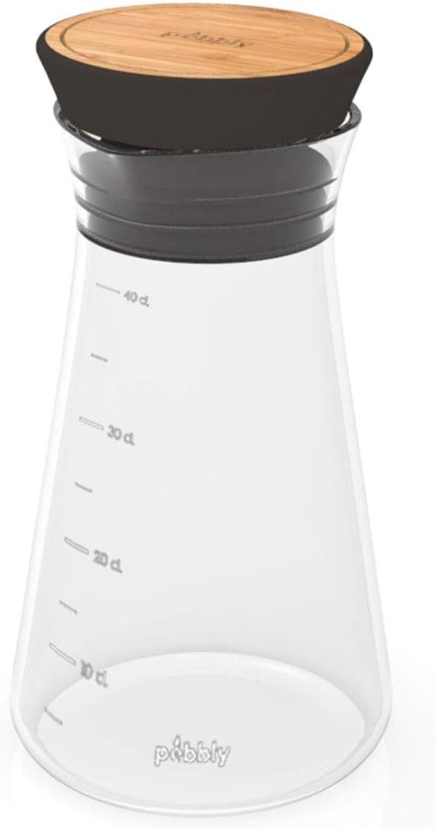 SnelShoppen - Pebbly Glass Shaker voor Saladedressing, Innovatief met Gietopening en Bamboo Deksel, Silicone, Praktisch en Efficiënt, Elegant Design,