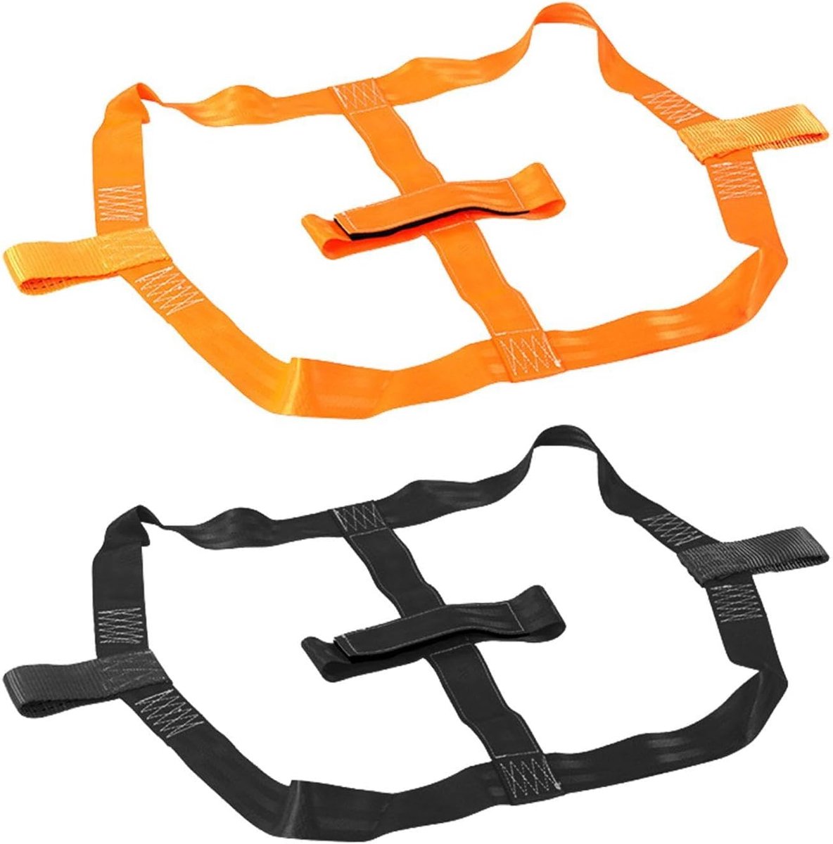 SnelShoppen - Pack van 2 Motorfiets Straps, Tyre Bevestigingsbanden, Duurzame Achterwiel Hulpbanden, Polyester, Oranje en Zwart, Motoraccessoires voor