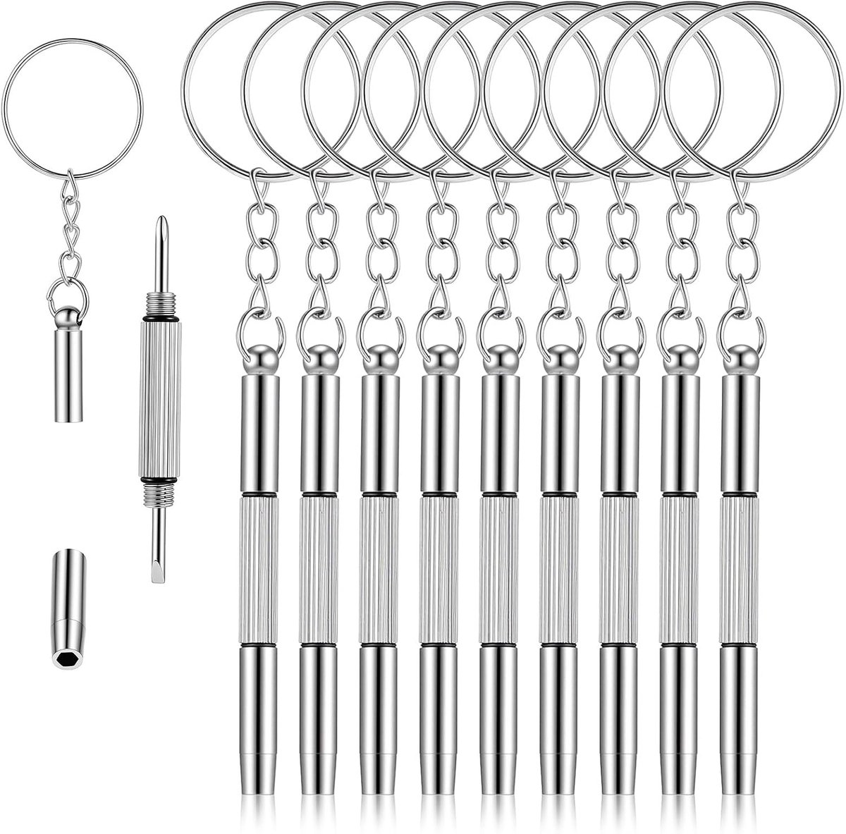 SnelShoppen - Precisie-schroevendraaier-reparatieset voor brillen, 10-delige roestvrijstalen mini-schroevendraaierset, 3-in-1 voor sleuf, kruis, ideaa