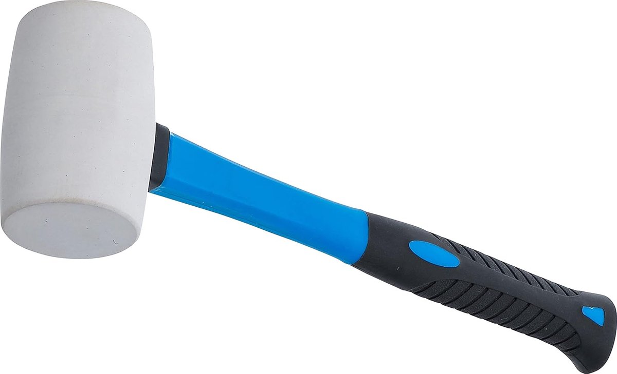 SnelShoppen - Rubber hamer Ø 48 mm - Fiberglas steel - 250 gram - Wit - Voor metaalbewerking, bandenservice en bestratingswerkzaamheden
