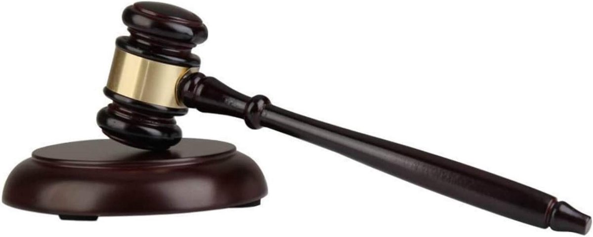 SnelShoppen - Houten Hamer en Klankblok voor Rechter, Advocaat, Veilingmeester - Handgemaakt - 25,5 cm - Cadeau voor Juridische Professionals en Bestu
