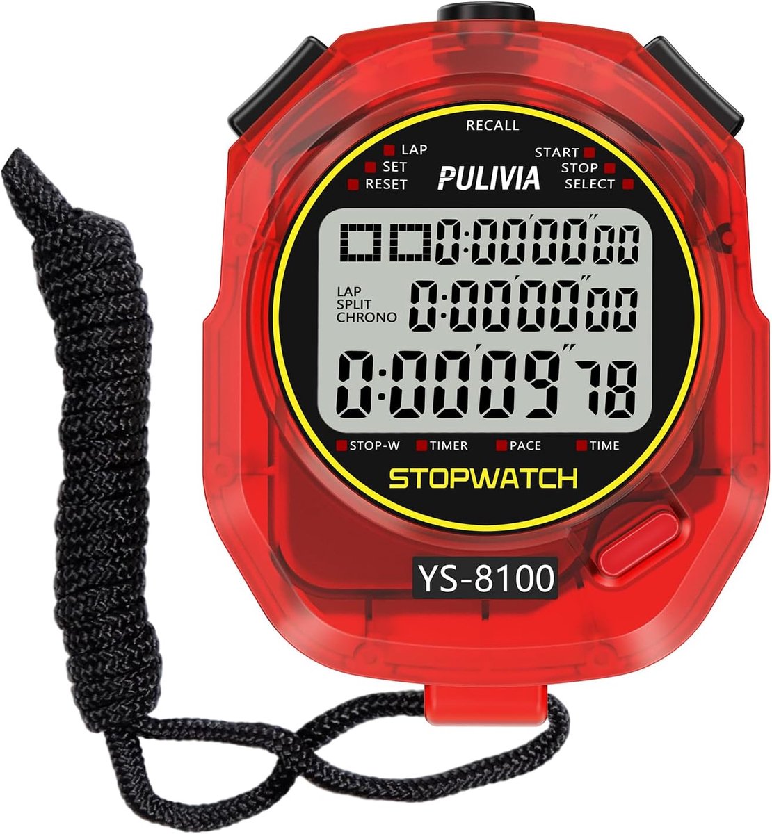 SnelShoppen - Stopwatch Sports Timer 100 Laps Digitale Stopwatch met Countdown Timer, Alarm, Kalender en Groot Display voor Coaches en Sporttraining -