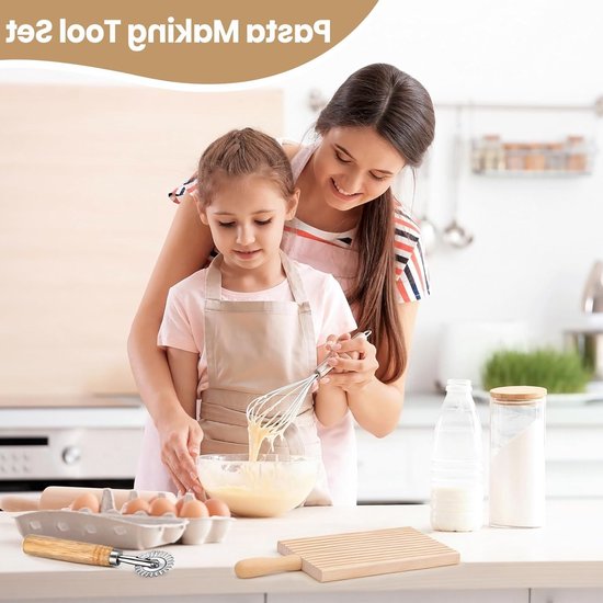 Set van 3 Gnocchi Borden van Hout met Snijders en Deegroller, 20,5 x 8,2 cm, Perfect voor Pasta en Gnocchi Bereiding, Essentiële Keukenaccessoires voor Pasta Liefhebbers — afbeelding 4