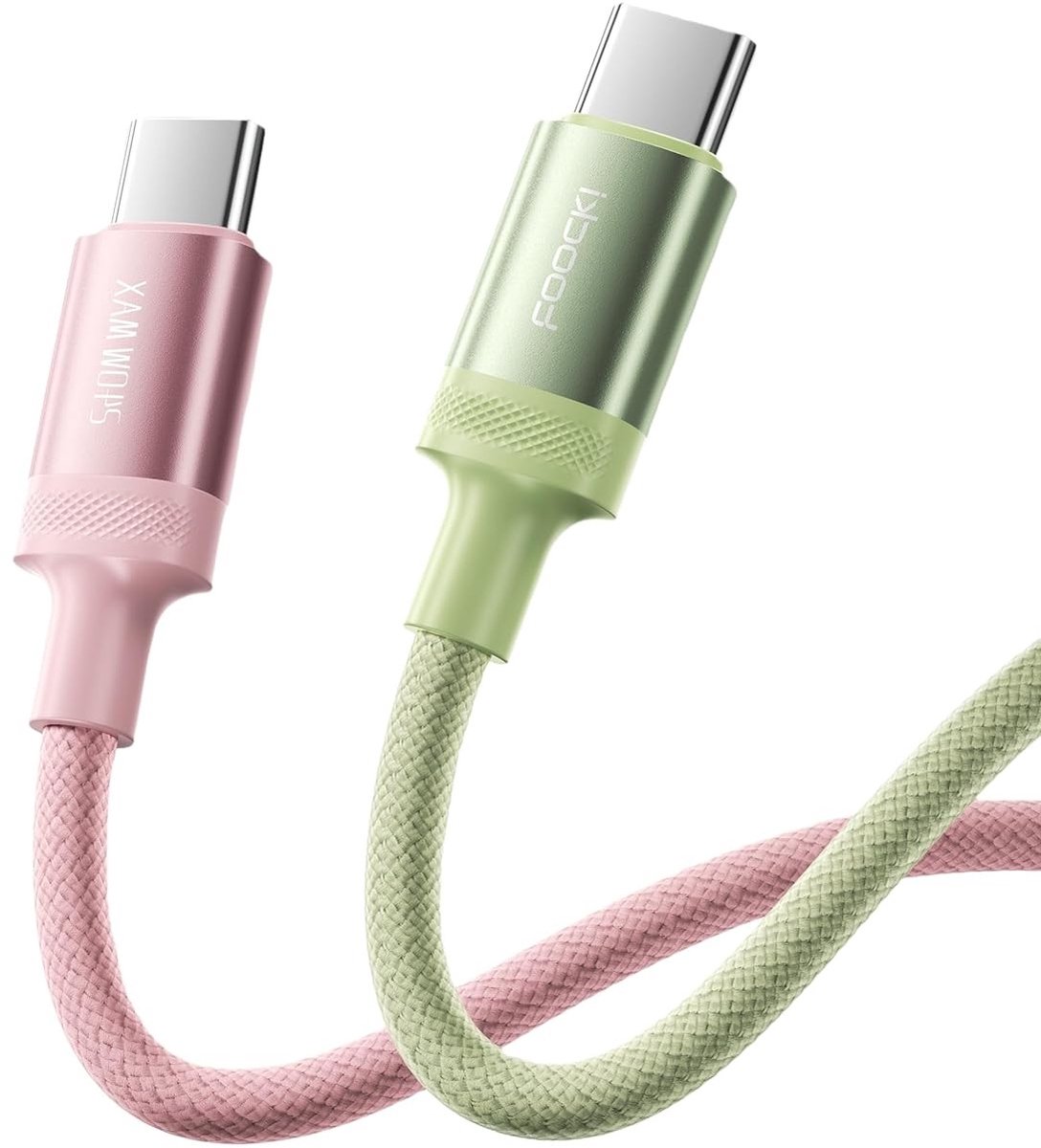 USB-C naar USB-C Oplaadkabel 240W 1M, Groen/Roze Gradient, Vlechtwerk | Snelladen, Duurzame Oplaadkabel voor iPhone 17/16/15 Pro, Galaxy S25/S24/S23, MacBook, iPad, Switch, Geschikt voor Vrouwen