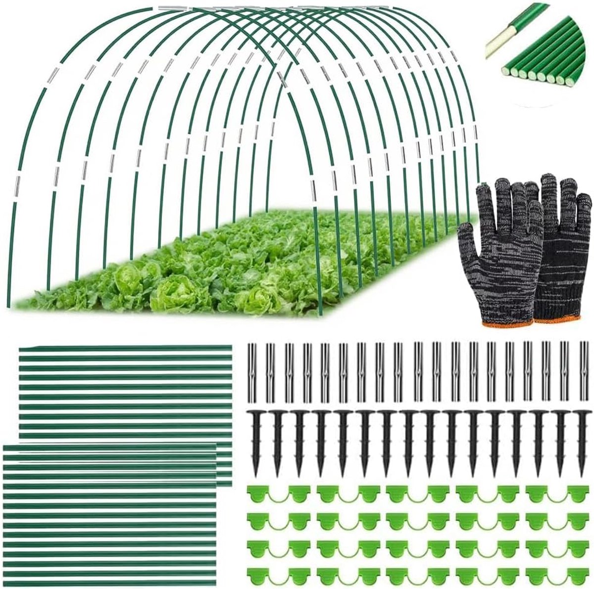 SnelShoppen - 30-delige Tuin Tunnelbogen voor Verhoogde Bedden - 6mm Fiberglass met Plastic Bescherming - Ideaal voor Tuinieren en Kassen