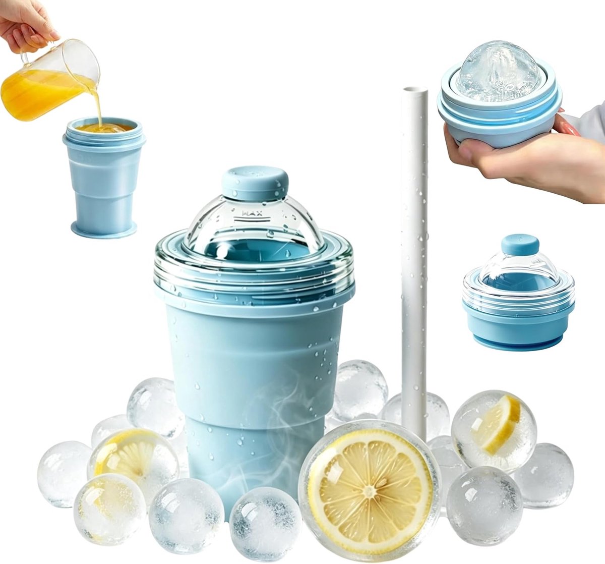 Opvouwbare Waterfles - IJshockeybeker - Blauw - 400ML