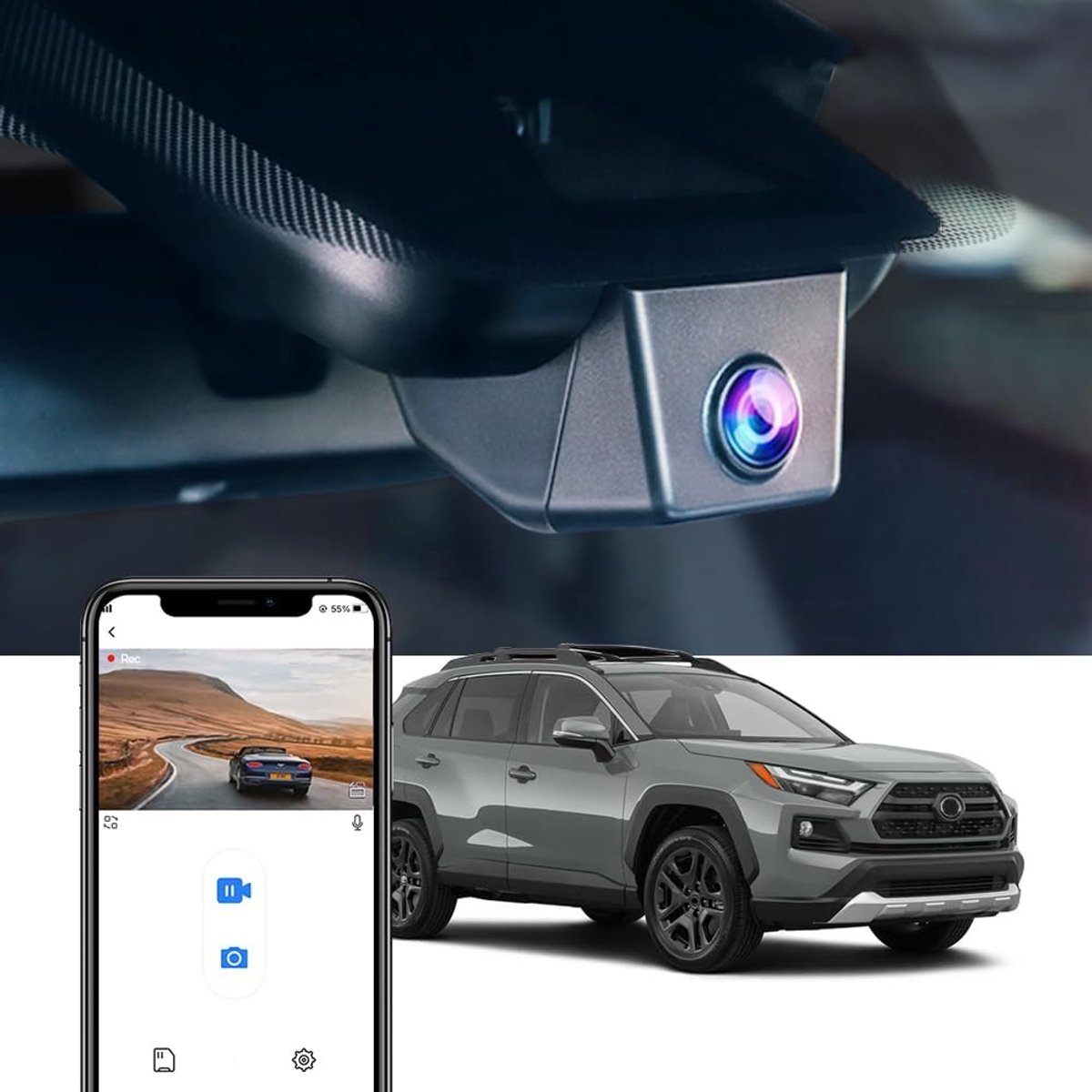 SnelShoppen - 4K Dash Cam voor 2022-2025 Toyota RAV4 LE XLE Limited XSE Adventure SE Premium Hybrid Gen5 - UHD 2160P Video met WiFi, G-Sensor, Loop Re