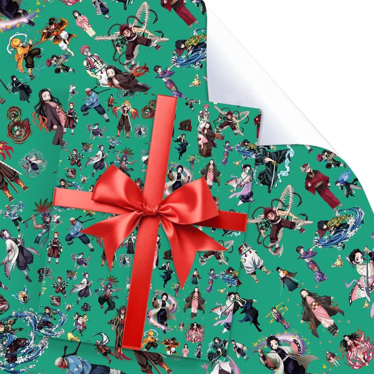 SnelShoppen - UBBY Demon Cadeaupapier Set van 5, 51 x 75 cm, Sterk Kraftpapier voor Kinderfeestjes, Verjaardagen, Feestdecoratie, Groen