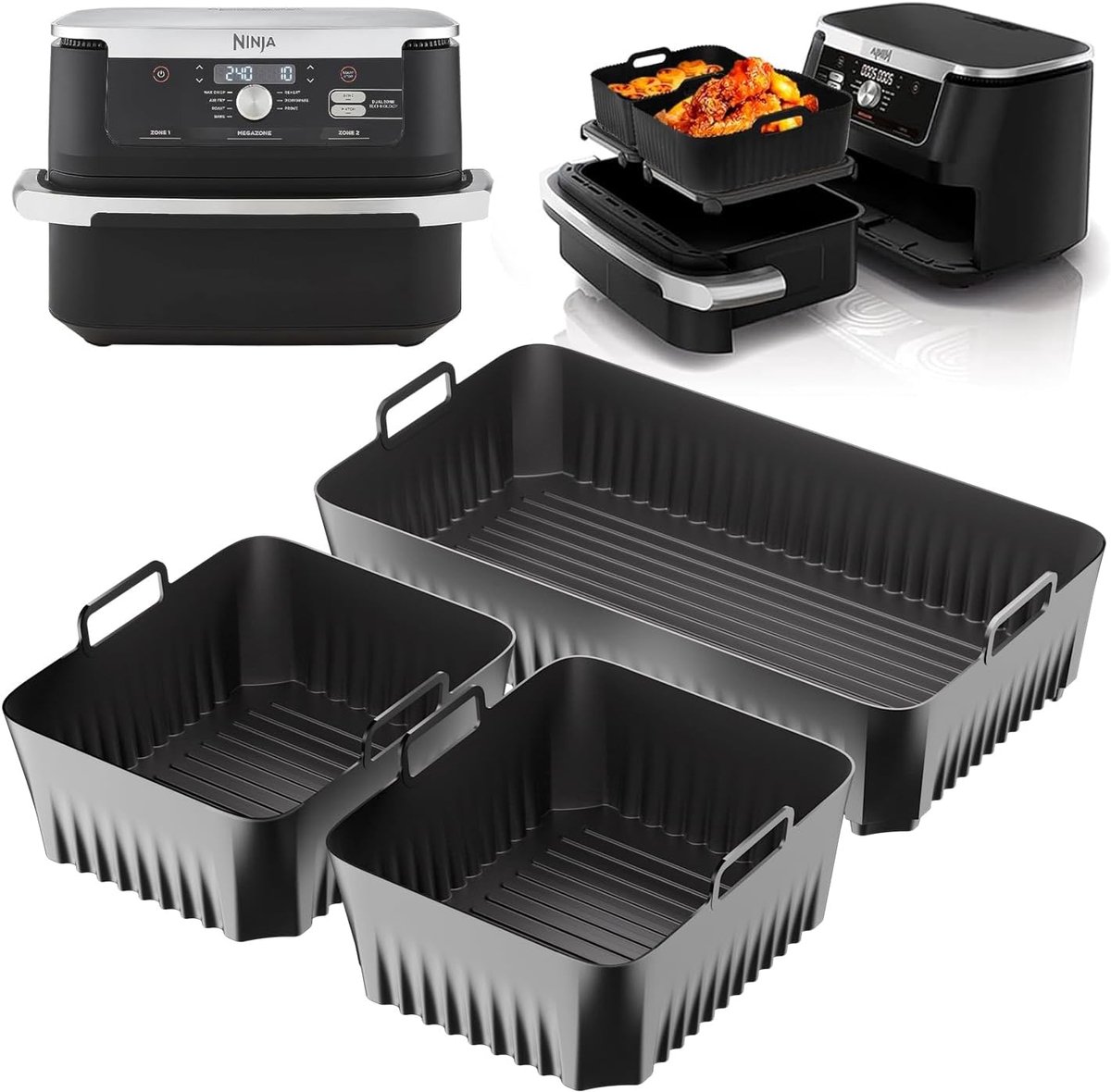 SnelShoppen - Silicone Liners voor Air Fryer, Grote Flex Tray, 10.4L, Hittebestendig Silicone, Bakaccessoires voor Keuken, Perfect voor Vlees en Groen