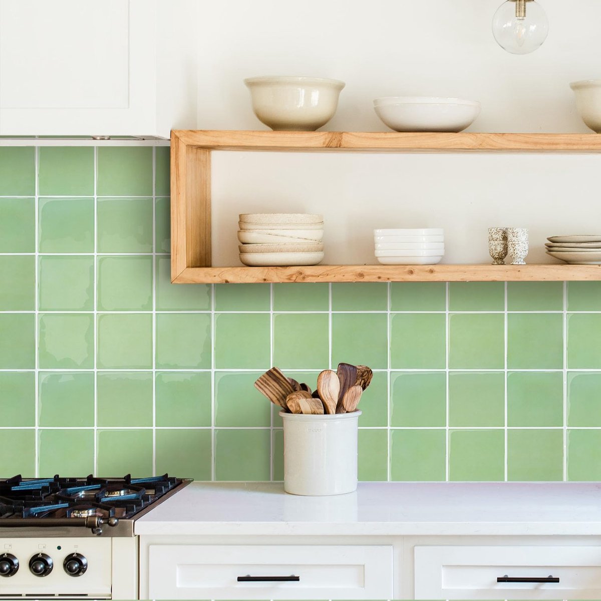 SnelShoppen - 3D Zelfklevende Wandtegels Vinyl Keuken Badkamer Sage Groen Pack van 10 12x12 Inch Plak Tegels