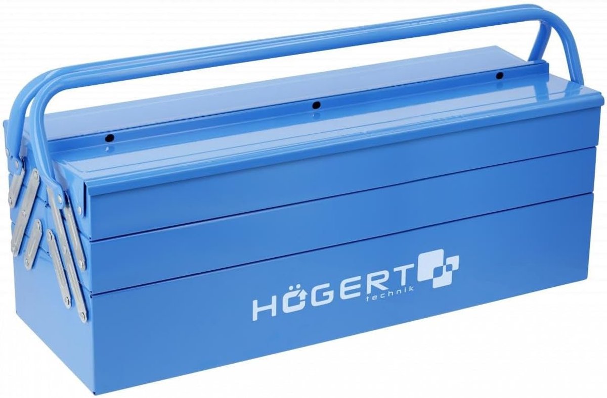 SnelShoppen - Metalen Gereedschapskoffer voor Gereedschap en Kleine Onderdelen, 53x20.5x20 cm, Robuuste Toolbox met Toegankelijke Compartimenten