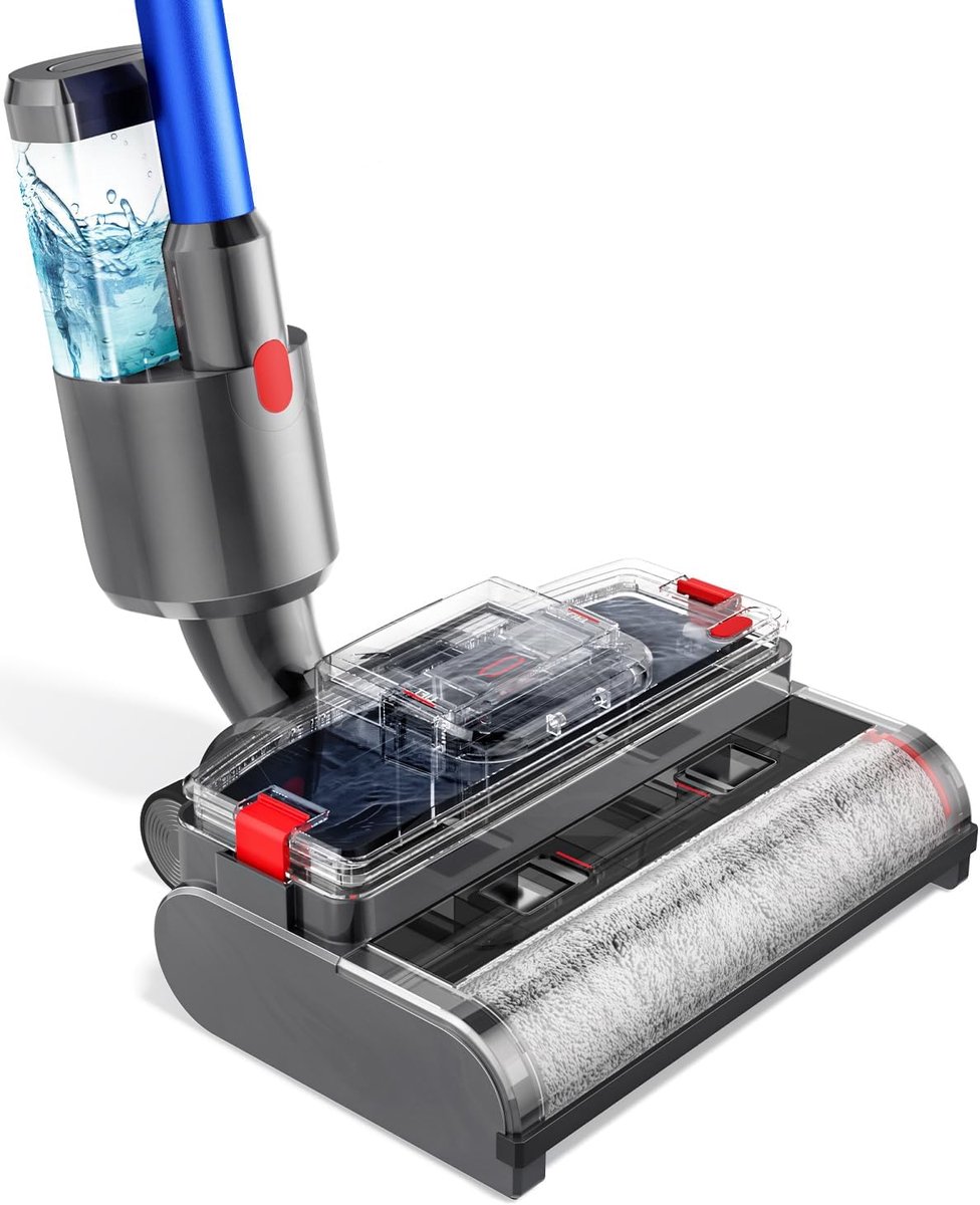 SnelShoppen - Borstelopzetstuk voor Dyson V7/V8/V10/V11/V15 Stofzuiger - 2-in-1 Elektrische Vloerwisser met Schoon en Vuil Watertank - Ideaal voor Har