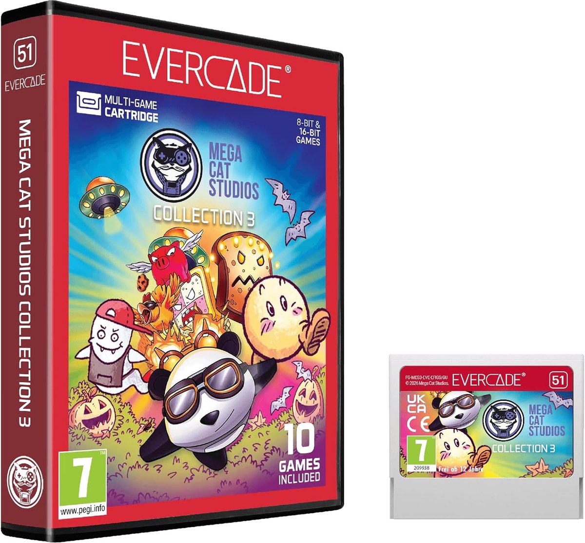 SnelShoppen - Evercade Mega Cat Studios Collection 3 - 10 Nieuwe Retro Spellen - Compatibel met Handheld, VS-R, EXP - Volledig Kleurenhandboek