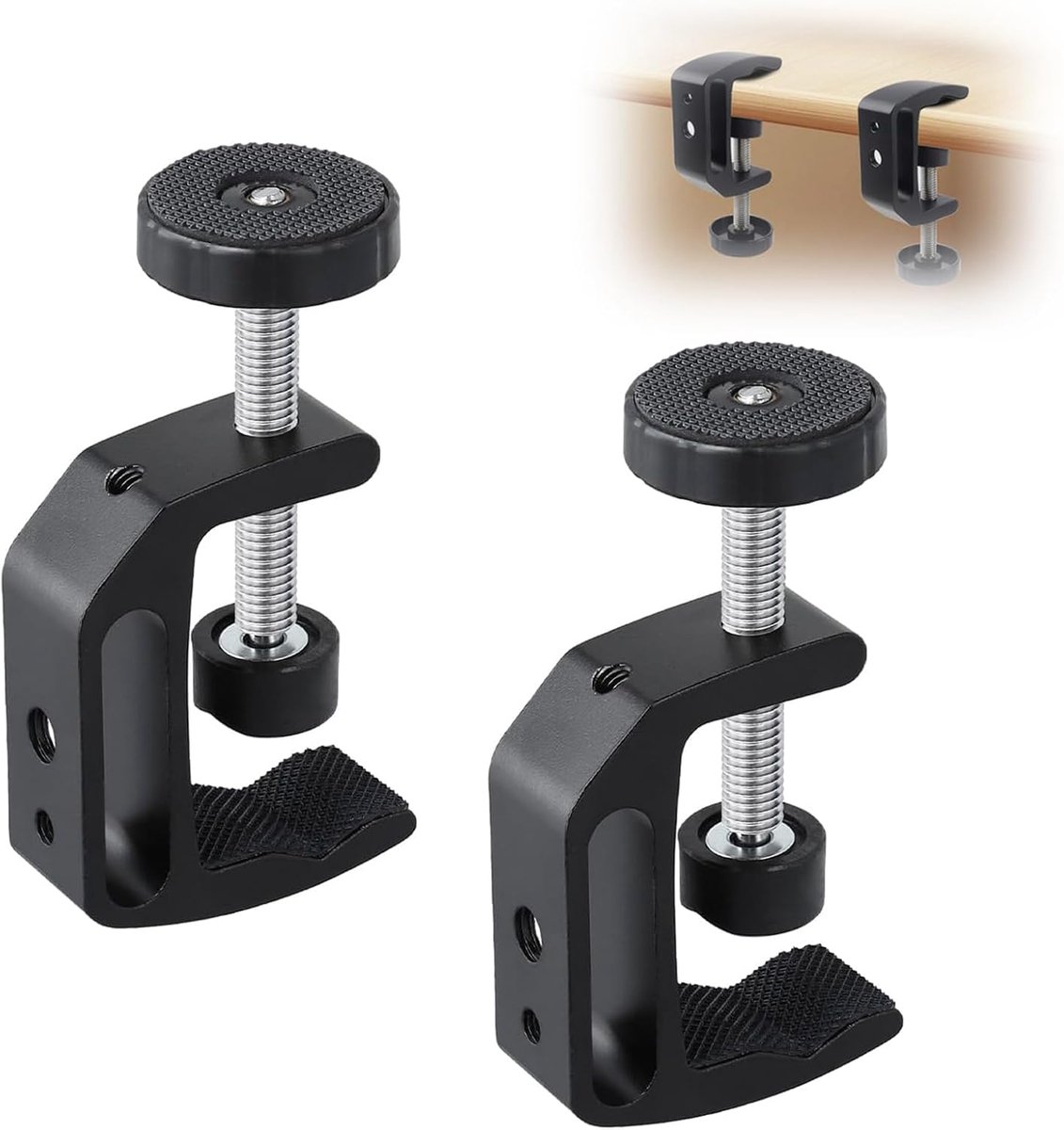 SnelShoppen - Table Clamps 2 Stuks, Verstelbare C Klemmen van Aluminium Legering, Zwart, Klamp met Draagterminals voor Bouw en Houtbewerking, 0-47 mm