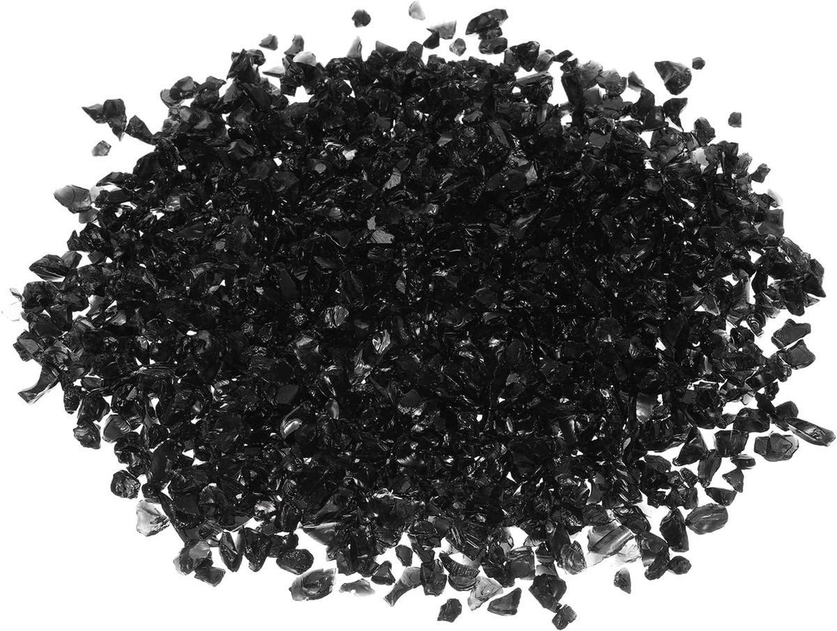 SnelShoppen - QUARKZMAN Vuurglas 3-6 mm Zwarte Glaskorrels Hoogglans Reflecterend voor Haard Tuin Decoratie, Vase Vulling, Landschapsverlichting, 300g