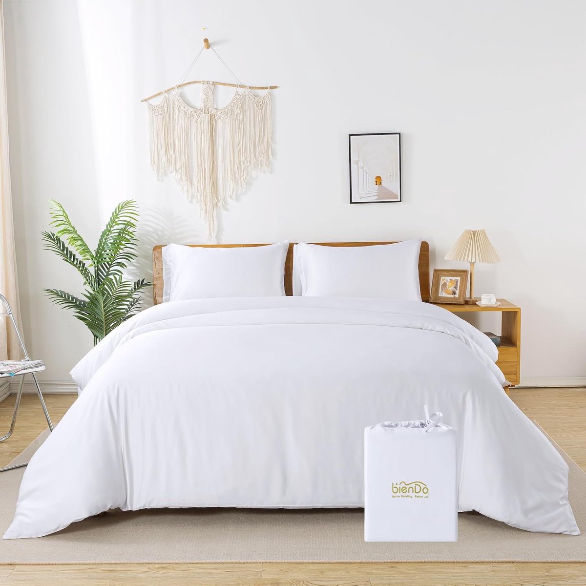 Thijox - Luxe Bamboe Dekbedovertrek 240x220 cm met 2 Kussenslopen 80x80 cm, Vegan Zijde, Koelende Eigenschappen, 400 Draadcount, Wit - Hotelkwaliteit