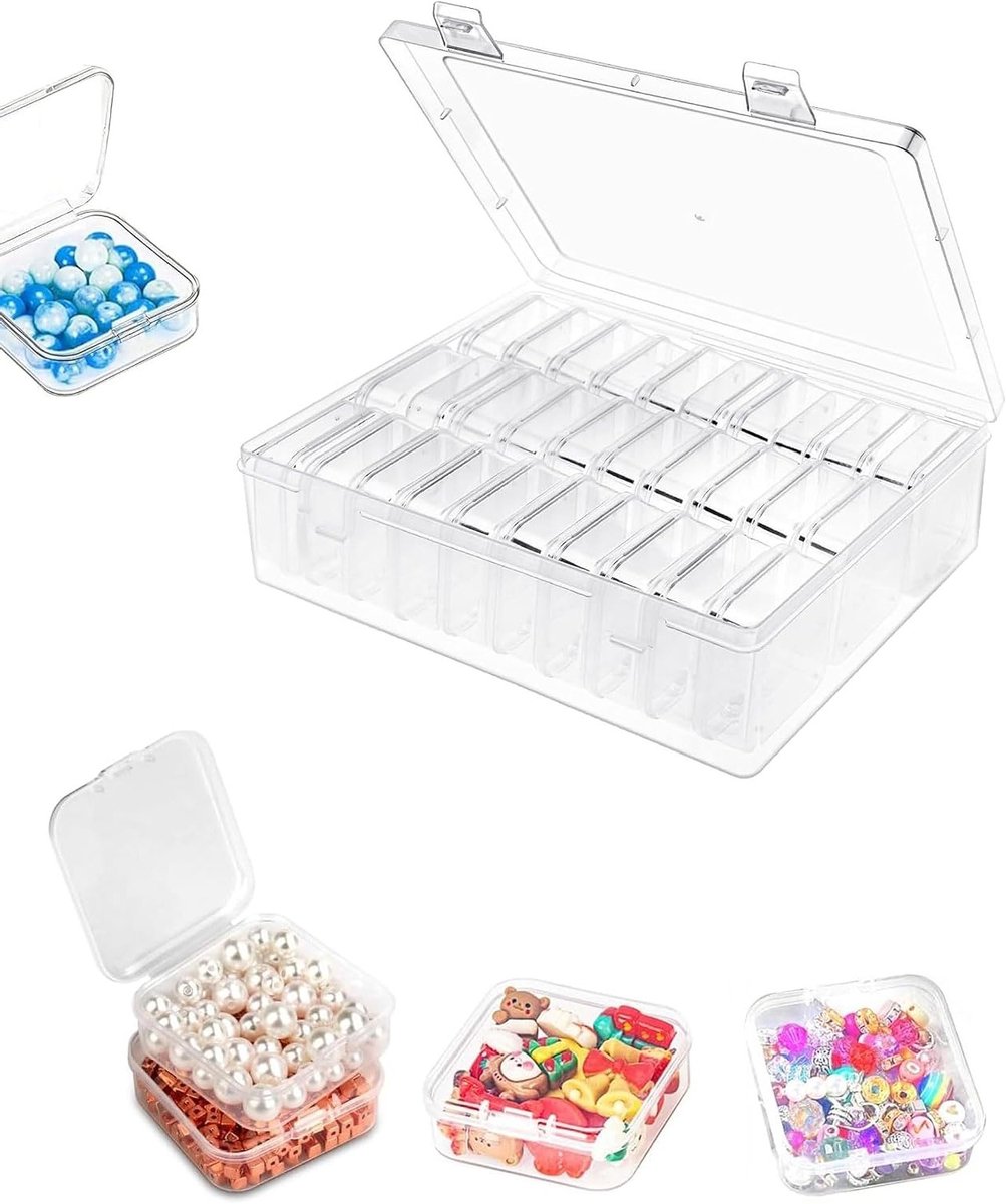 Kleine opslagdozen voor sieraden en kleine onderdelen, 30 stuks van helder kunststof, perfect voor ringen, oorringen, parels en schroeven, compact en praktisch