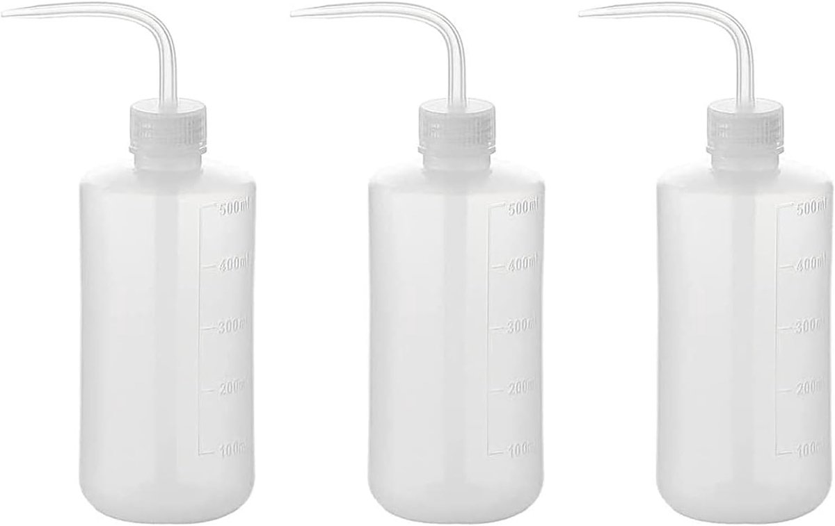 SnelShoppen - 3 Delige Plastic Gieter Set 500 ml - Zachte Flessen met Smalle Pipet - Ideaal voor Tuin, Planten, Tattoo Lab - Compressibele Waterflesse