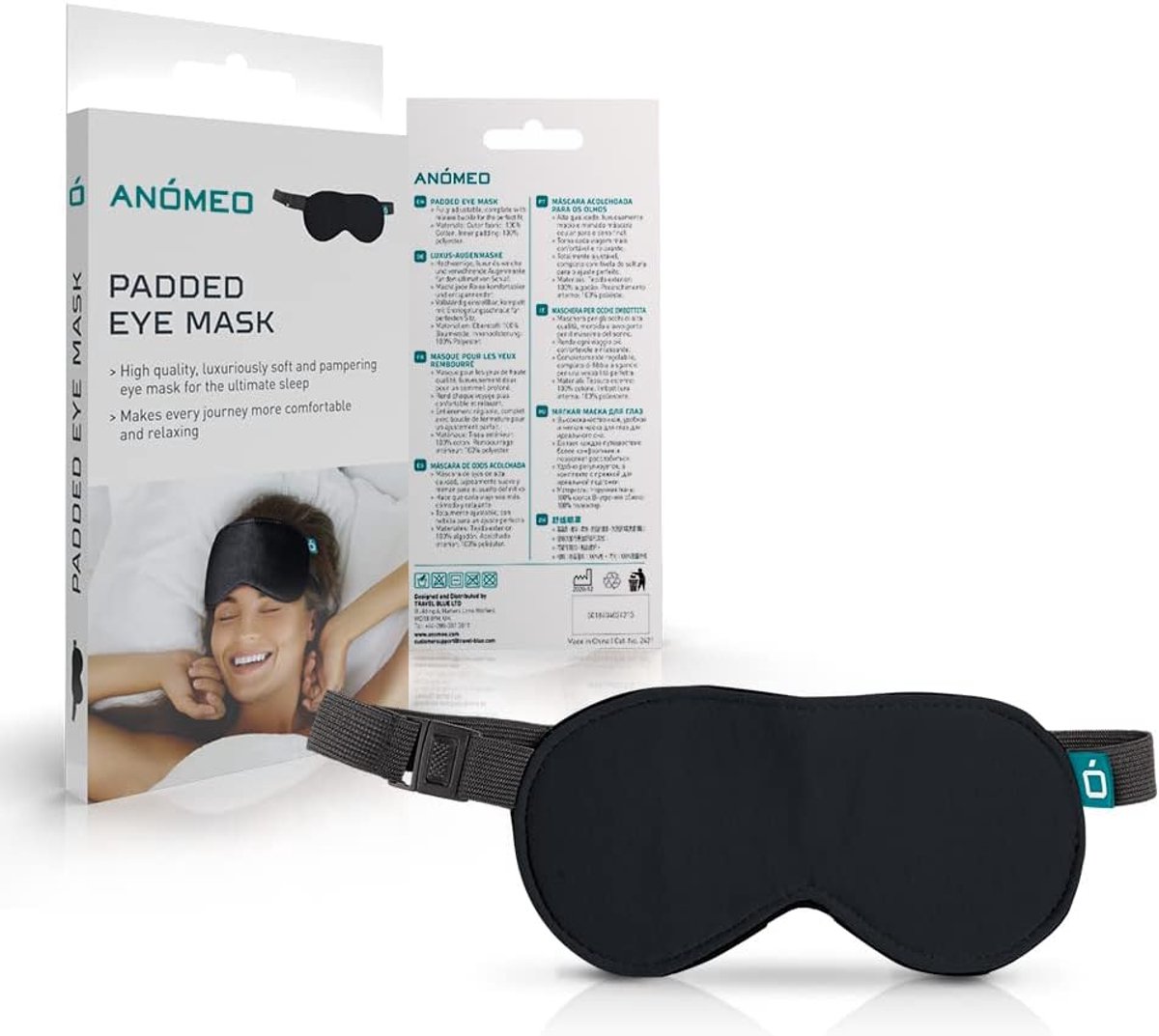 Thijox - Gewatteerd Oogmasker, Effectief Verduisterend Slaapmasker voor Dames en Heren, Comfortabel Zwart Slaapmasker, Eenheidsmaat, Ideaal voor Thuis