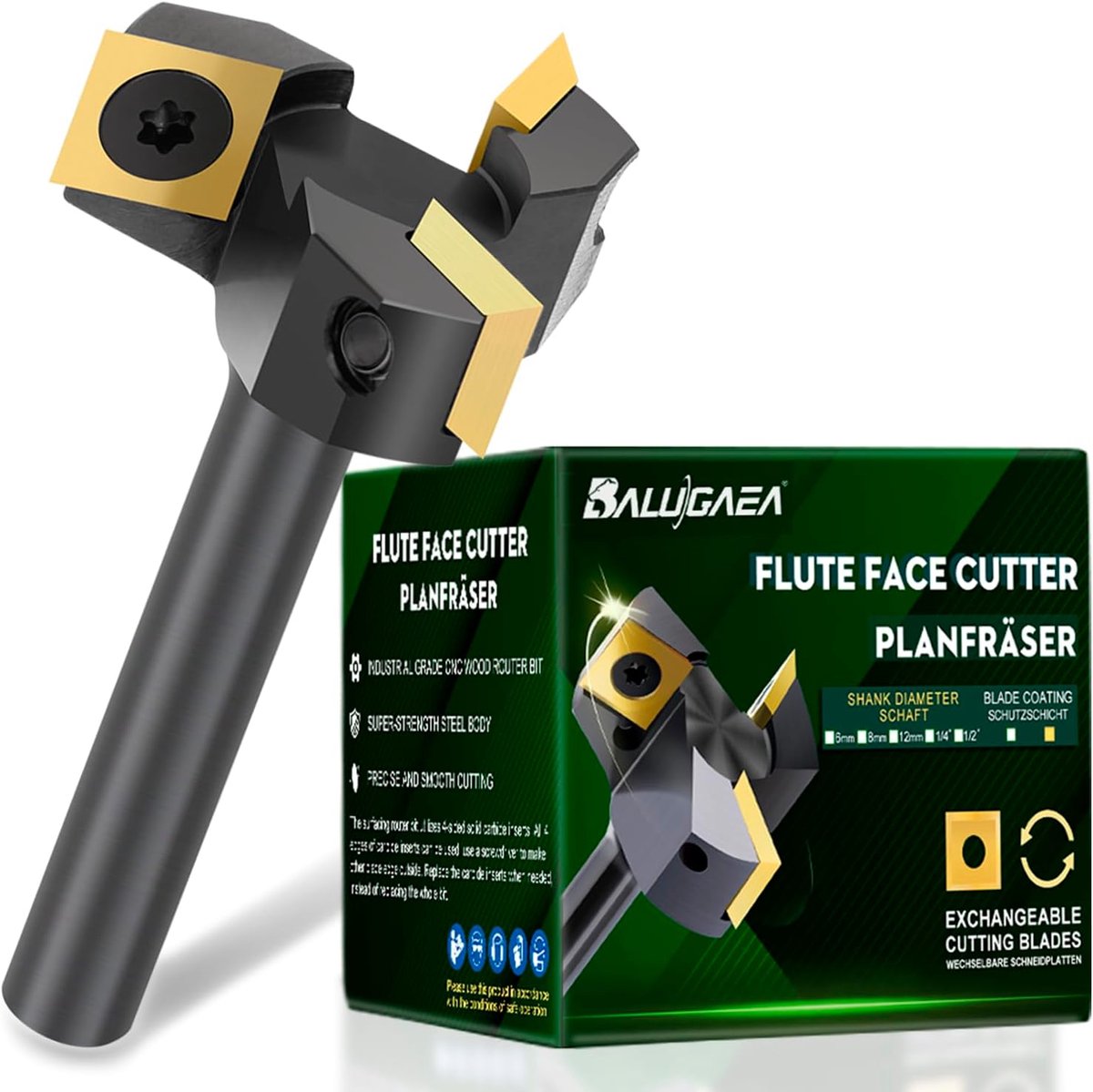 SnelShoppen - Face Cutter voor Router 18 mm Schacht - 35 mm Snijdiameter - 3 Verwisselbare TiN Carbide Snijbladen - Professionele Frees voor CNC en Ho
