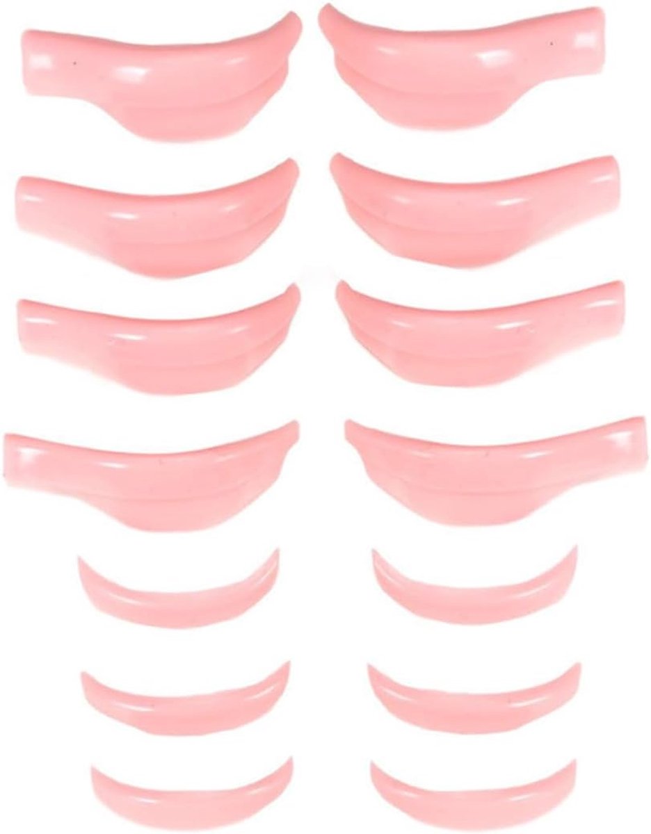 SnelShoppen - 7 Paar Wimperlifting-Pads, Herbruikbare Siliconen Wimperpads, Permanente Wimperlifting, 7 Maten, Roze, Voor Bovenste en Onderste Wimpers