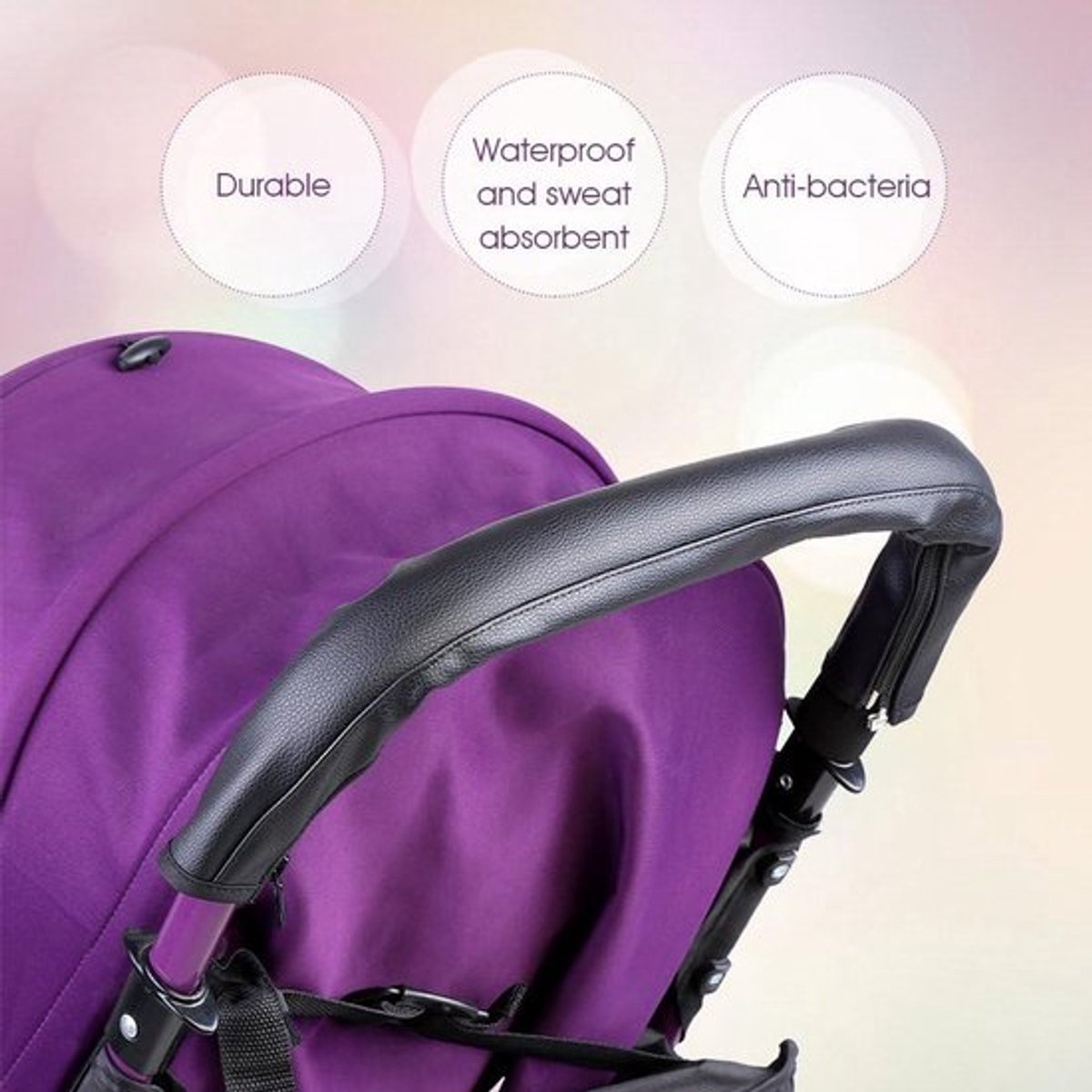 Zwarte kinderwagen handvat stuurhoes - Comfortabele baby accessoire met grip - Duurzame kinderwagen bescherming