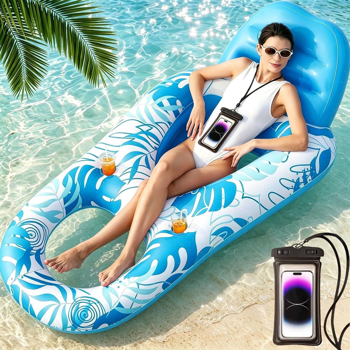 Thijox - XXL Opblaasbare Hangmat en Zwembad voor Volwassenen, 160 x 90 cm, 2-in-1 Matras voor Strand en Outdoor, Perfect voor Vakantie en Ontspanning