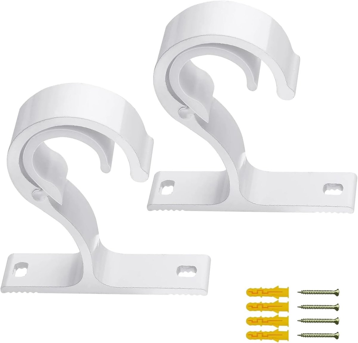 SnelShoppen - 2 Stuks Gordijnroedes met Beugels, Verstelbaar voor 23-28mm Diameter, Duurzaam Aluminium Legering, White Gordijnhouder met Schroeven voo