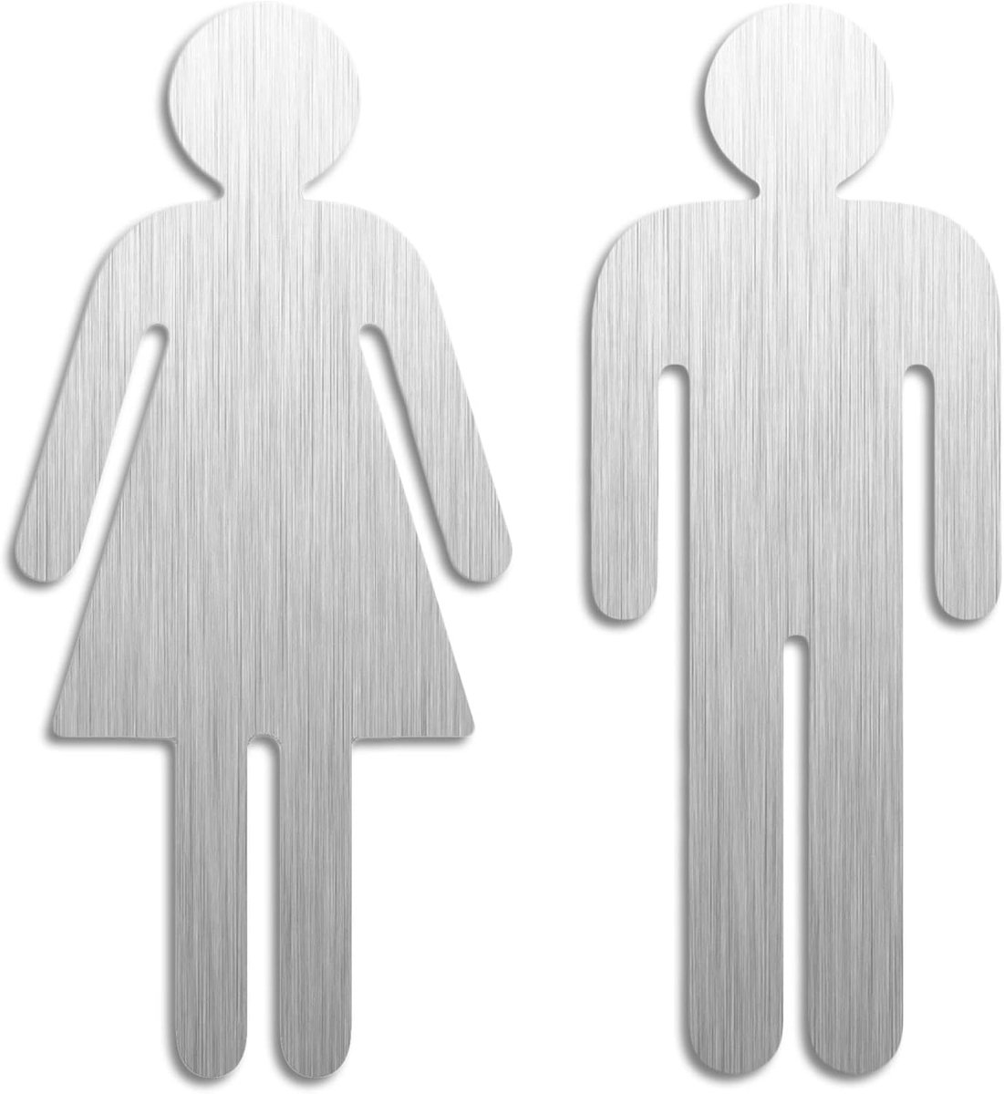 SnelShoppen - Toiletplaat Set voor Vrouwen en Mannen - 2 Stuks Zelfklevende Toiletsymbolen - Roestvrij Staal Matte Afwerking - Ideaal voor Badkamer en