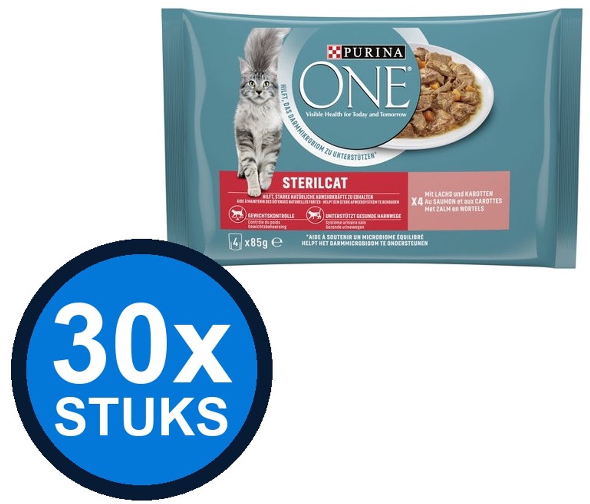 Purina One Purina One - Sterilcat Adult Zalm & Wortel (4x85g) - Kattenvoer Natvoer - 340 g
