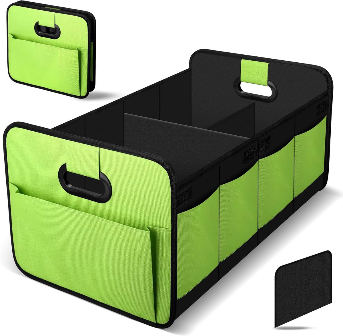 SnelShoppen - Trunk Organiser - Vouwbare, Versterkte en Stabiele Auto Organizer met Mesh Compartment - Antislip, Waterproof, Ideaal voor Binnenopslag