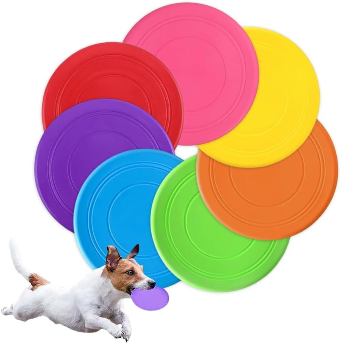Zachte en Veerkrachtige Hondenfrisbee Set van 7 - Ideaal voor Training, Spelen en Wateractiviteiten met Bijtbestendige Disc in 7 Kleuren