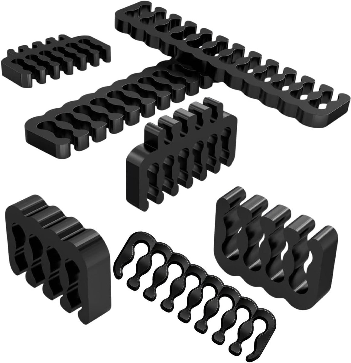 SnelShoppen - Set van 28 Kabel Organiser Kabelbeheersysteem Kabel Clips Kabelkam voor PC en Computer - Zwart - 24/16/12/8 Pin