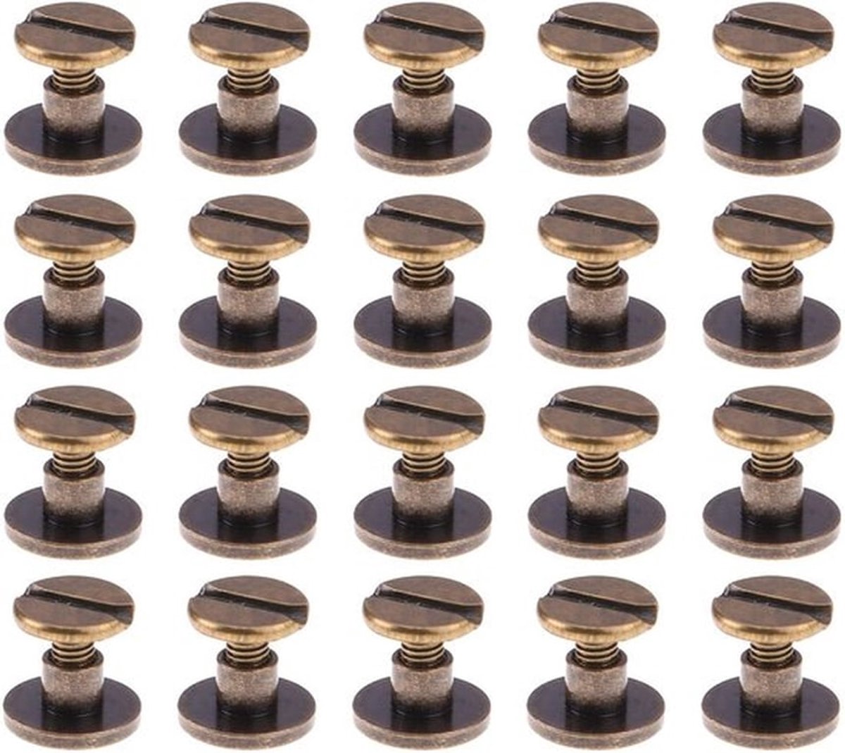 Klinknagels 20 Stuks - Bronskleurige Klinknagels - Klinknagels voor Leer - Bevestigingsknoppen - Hoogwaardige Schroeven - 9 x 6,5 mm