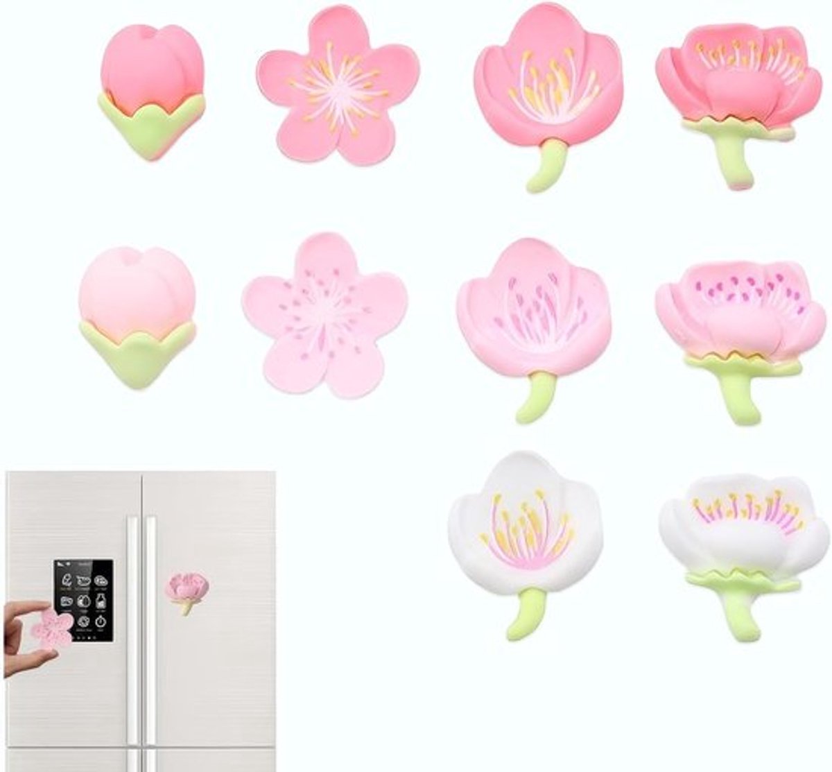 Decoratieve 3D Magneetjes met Schattige Bloemen, Kleurige en Sterke Magneten voor Keuken, Whiteboard en Kantoor (10 Stuks)