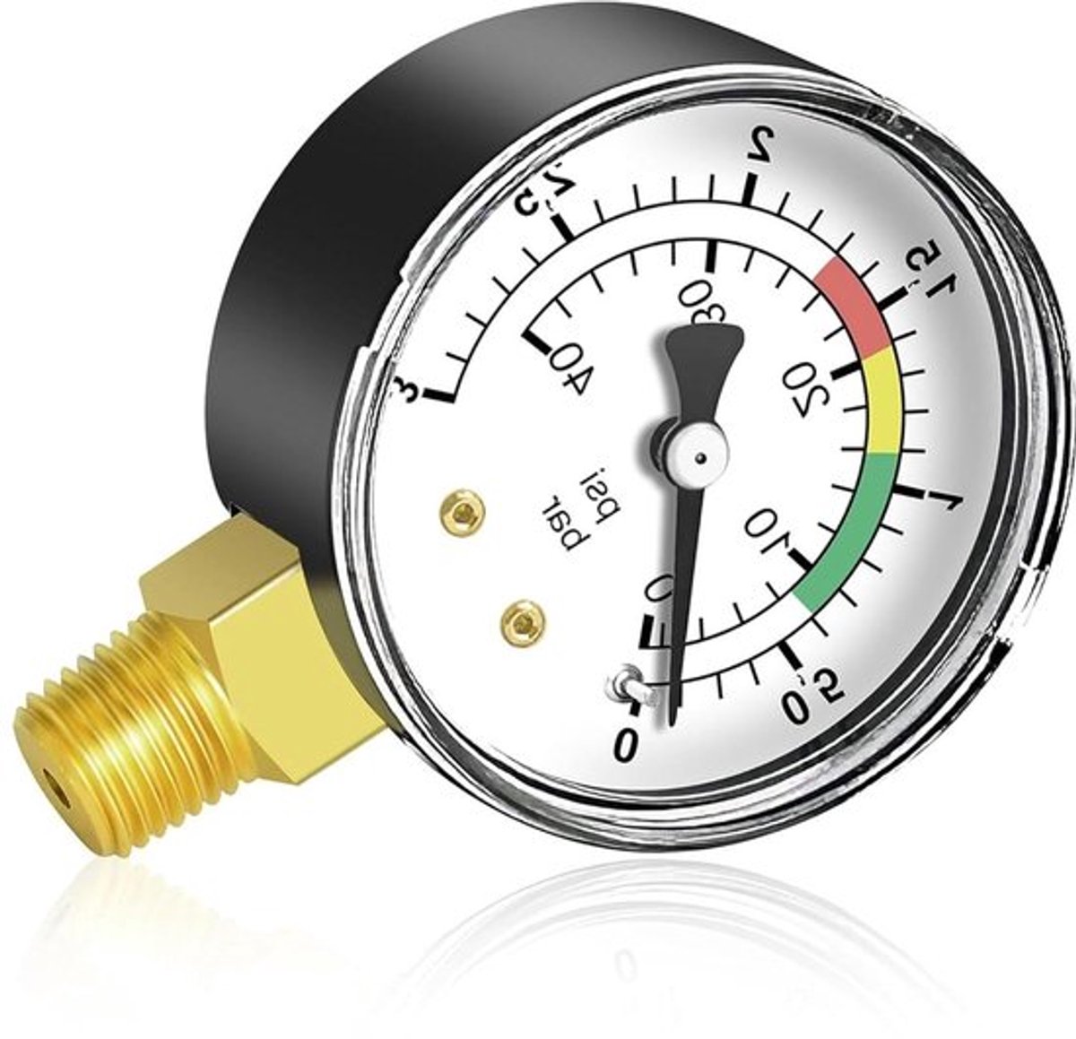 Manometer 1/4 inch voor zwembad en visvijver, waterdruk meter zandfilter, precisie instrument met 0-3 bar/psi.