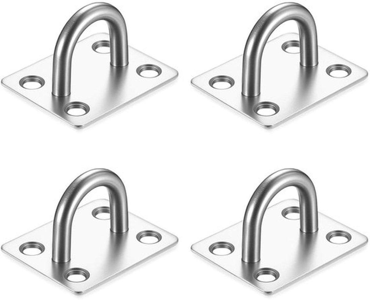Roestvrijstalen oogplaat 4 stuks voor plafond- en wandbevestiging, zonnezeil ophangen