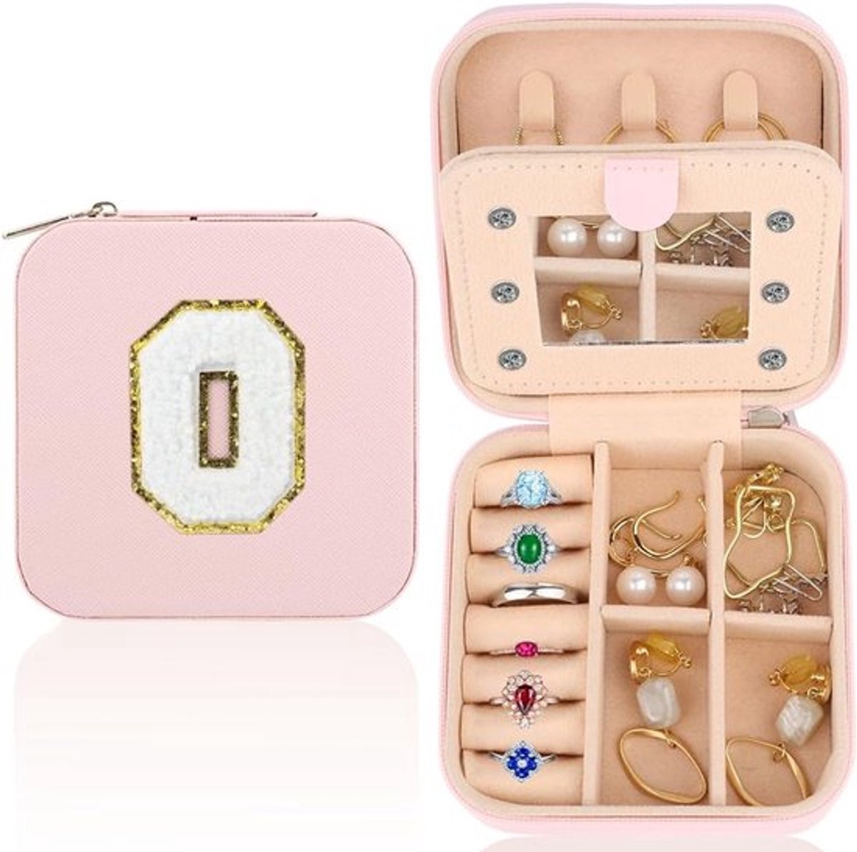 Persoonlijke Reisjuwelendoos, Draagbare Sieraden Organizer met Spiegel, Perfecte Cadeau voor Vrouwen en Moeders, Ideaal voor Verjaardag en Valentijnsdag