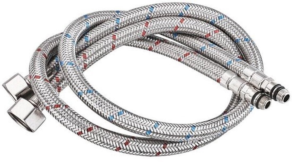 Aansluitslang verlenging 60 cm roestvrijstalen watertoevoerslang kraan - Set van 2