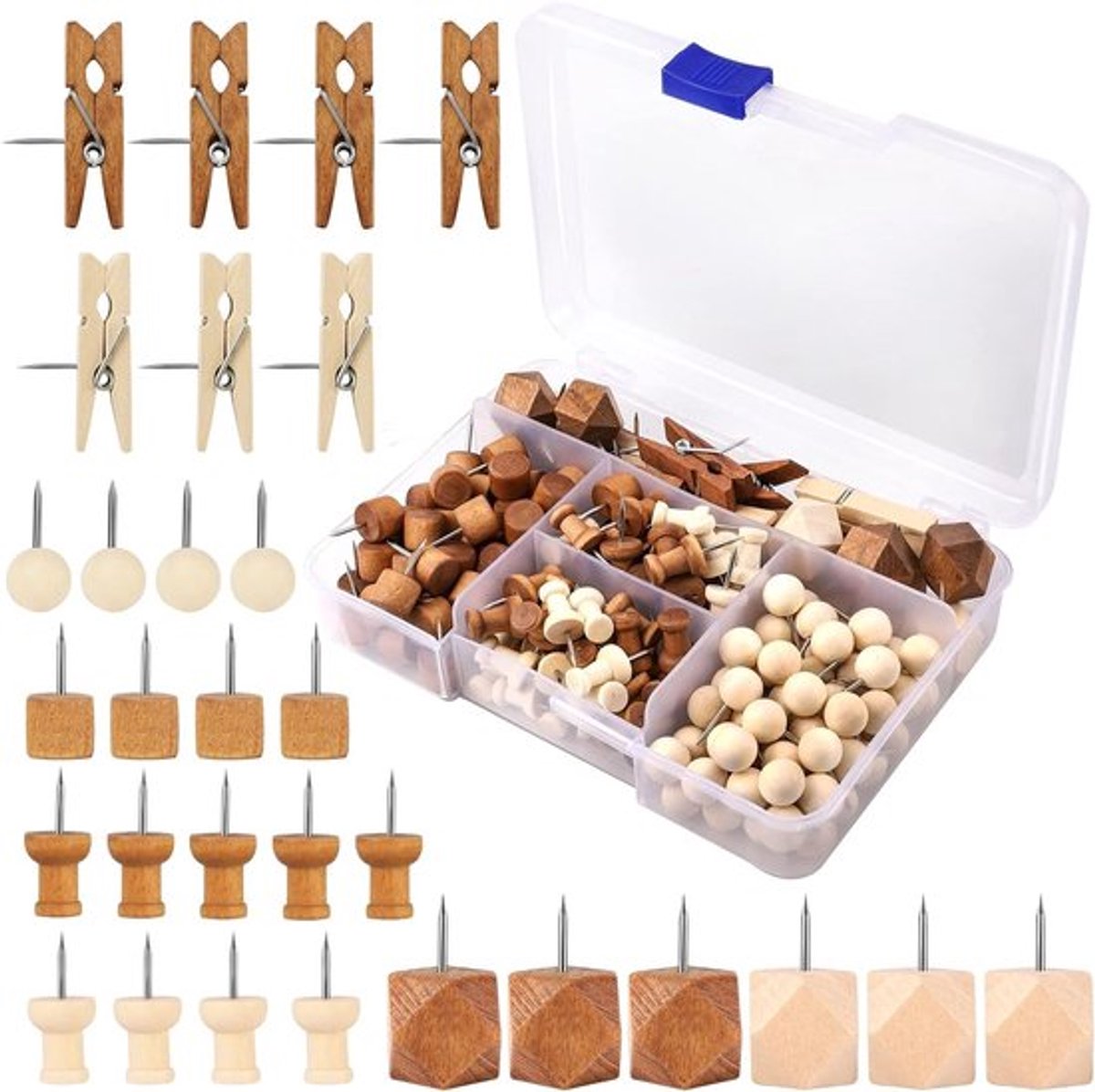 Houten Pinnen en Naalden voor Corkboard, Kaarten, Foto's en Creatief Werk - 200 Stuks met