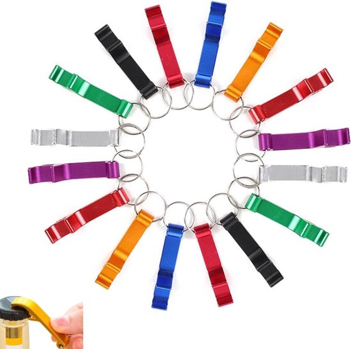 Aluminium bierflesopener - Sleutelhanger - Draagbaar - Sleutelhanger decoratie - Kleurrijk