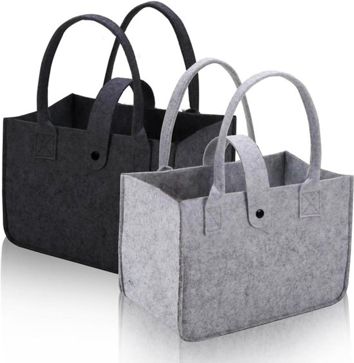2 vilten boodschappentassen - opvouwbare inklapbare shoppers voor boodschappen - handige hengseltassen - winkeltas voor opslag - 30 x 40 cm