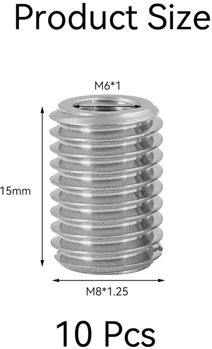 Schroefdraadadapter 15 mm roestvrij staal voor auto's en stoomturbines