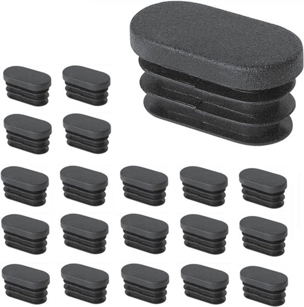 Plastic Einddoppen voor Meubelpootjes, Ovalen Eindkappen voor Stoelen en Trampolines - 20 Stuks (25 x 50 mm) - Perfect voor Bescherming en Stabiliteit