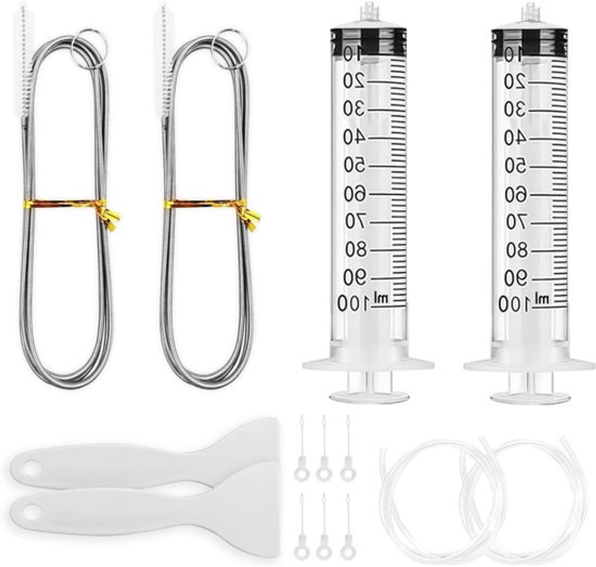 14-delige reinigingsset voor koelkasten en afvoer - inclusief borstel, spuitslang en schep - ideaal voor het reinigen van afvoergaten.