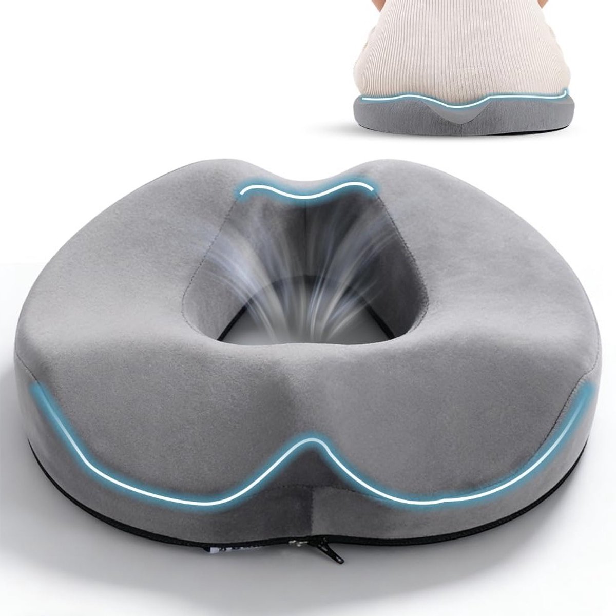 Orthopedisch Donut Kussen voor Coccyx en Aambeien, Zitkussen voor Auto, Stoel en Rolstoel met Comfort en Ondersteuning