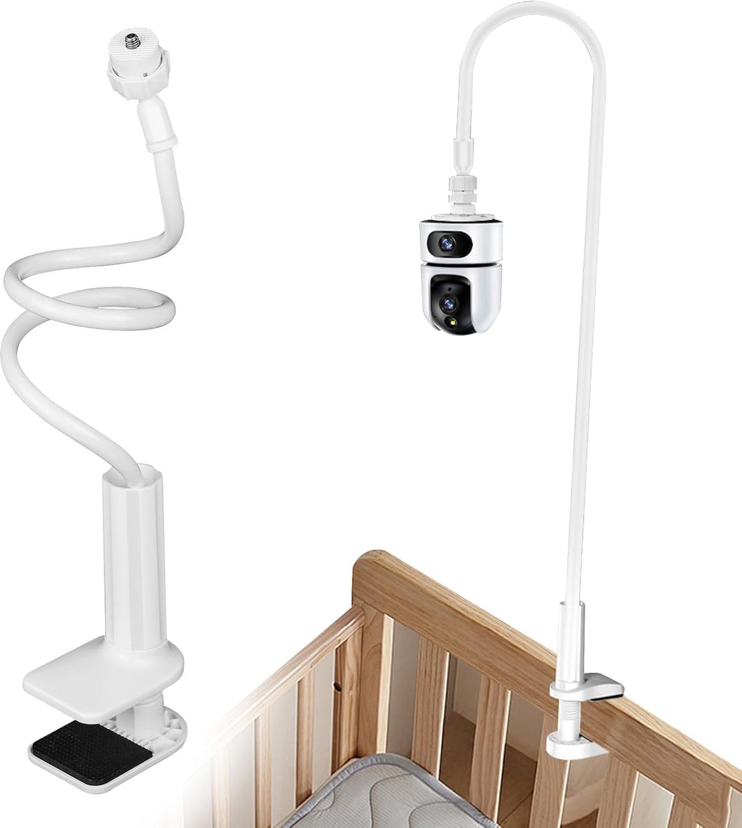 SnelShoppen - Clamp Holder Camera Wandbevestiging met 1/4 Inch Schroefdraad, 360 Graden Verstelbare Beugel voor Binnen en Buiten, Wit - Veiligheidscam