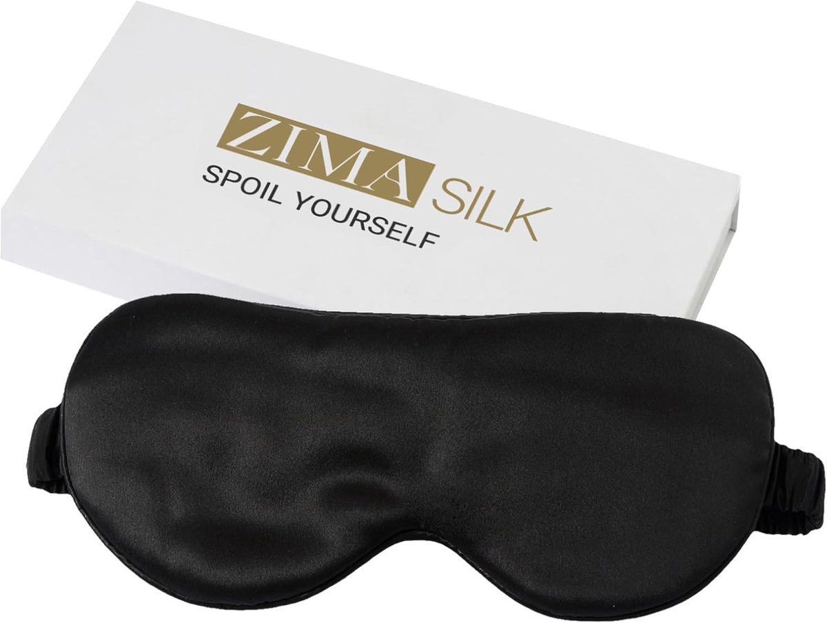Thijox - Zacht 3D Slaapmasker van 22 Momme Pure Mulberry Zijde, Verstelbaar Oogmasker voor Comfortabel Slapen, Groot Formaat, Zwart, Ideaal voor Thuis