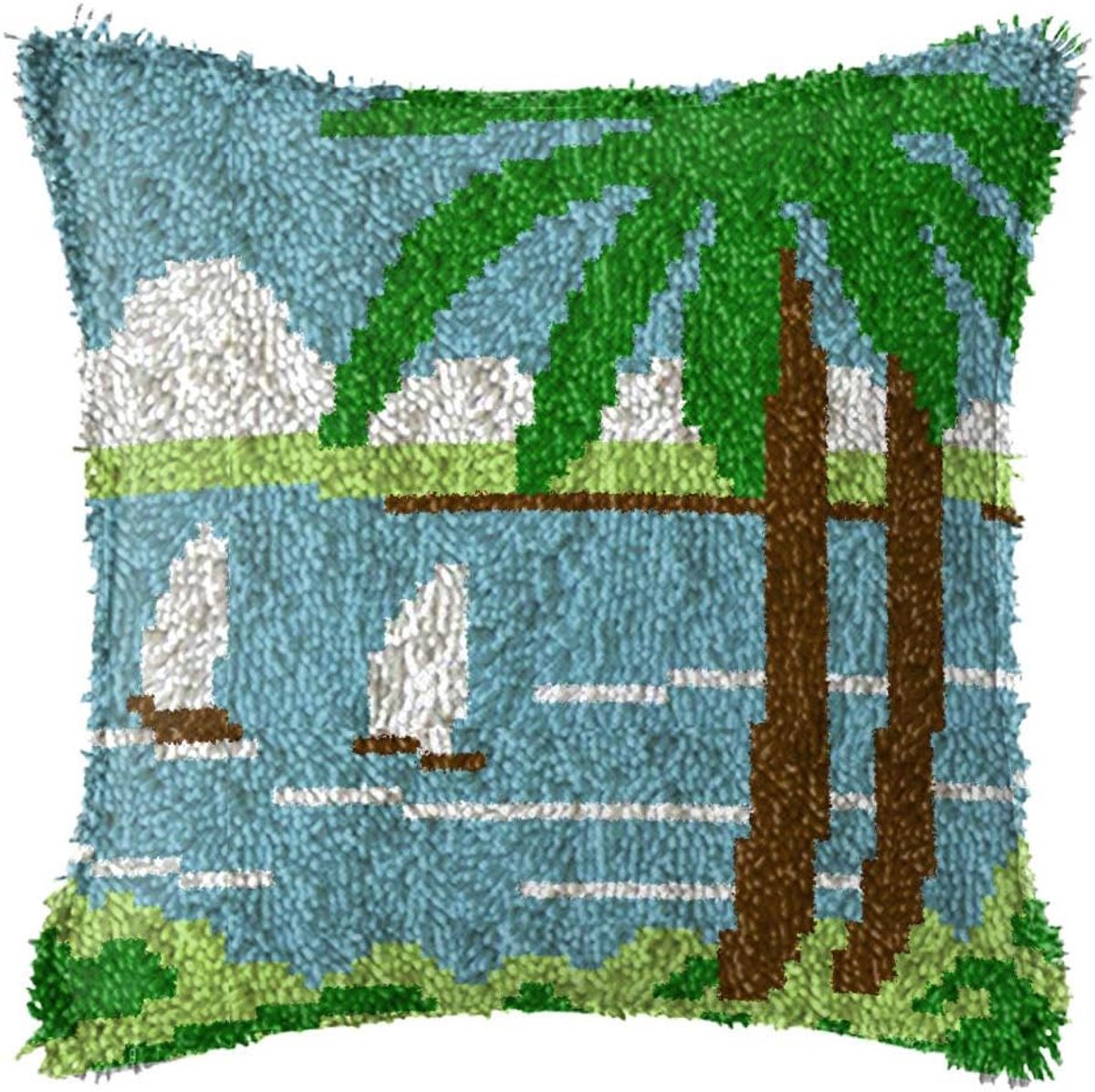 SnelShoppen - BOXIFA Klink Haak Kit Kussen 17x17 Inch Gehaakte Kussensloop voor Volwassenen en Kinderen - Creatieve DIY Hobby met Katoen en Polyester