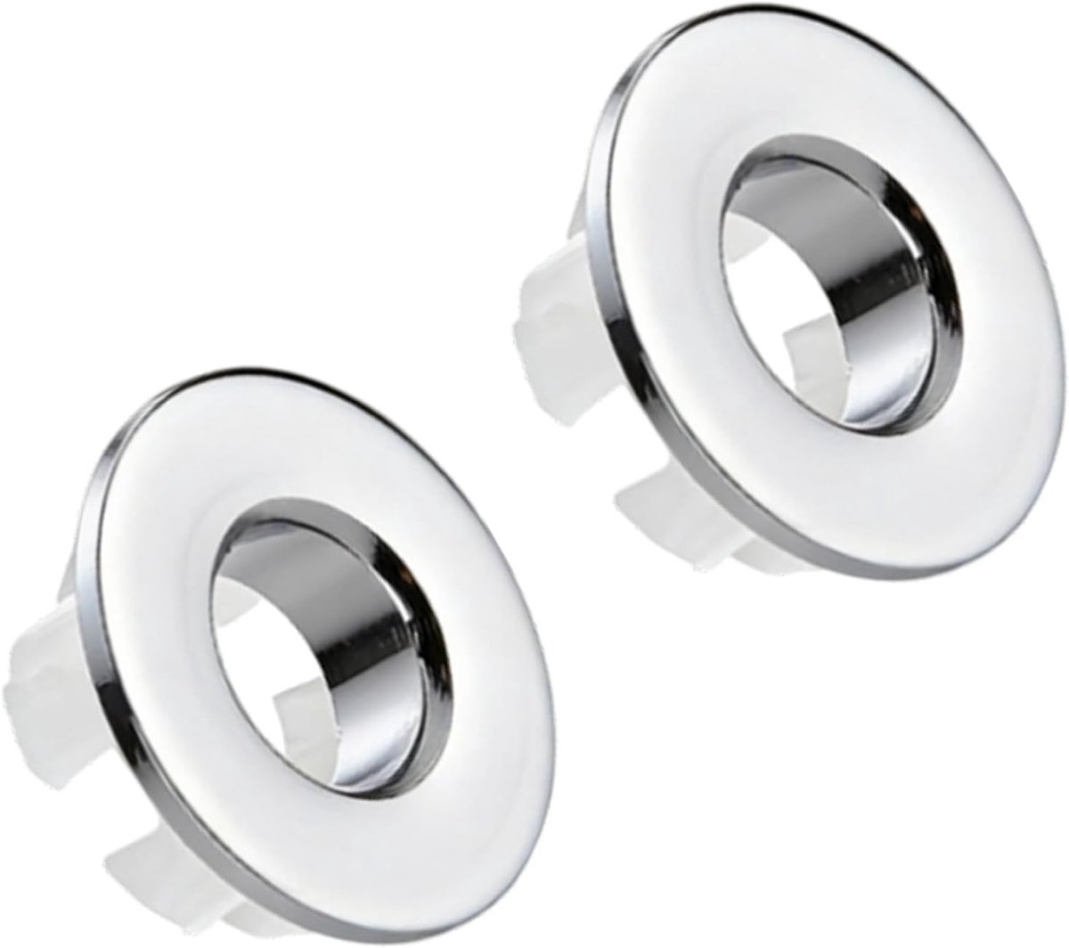 Wastafeloverloopafdekking set van 2, universele gootsteenoverloopring voor keuken en badkamer, kraanafdekking zilverkleurig